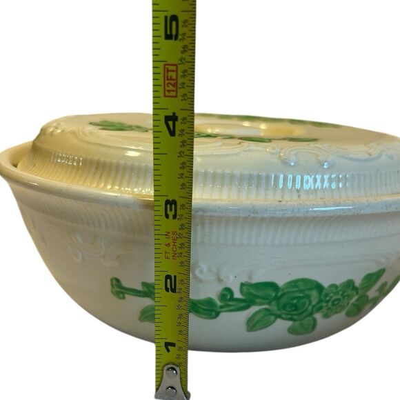 Homer Laughlin Oven Serve 1 Qt Casserole Dish Green Floral Vintage Cottagecore - Picture 4 of 14